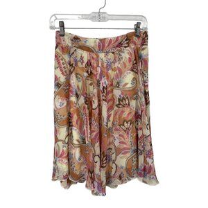 Limited too Vintage Midi Skirt Paisley Multicolor Tan Pink A Line Knee Length 14